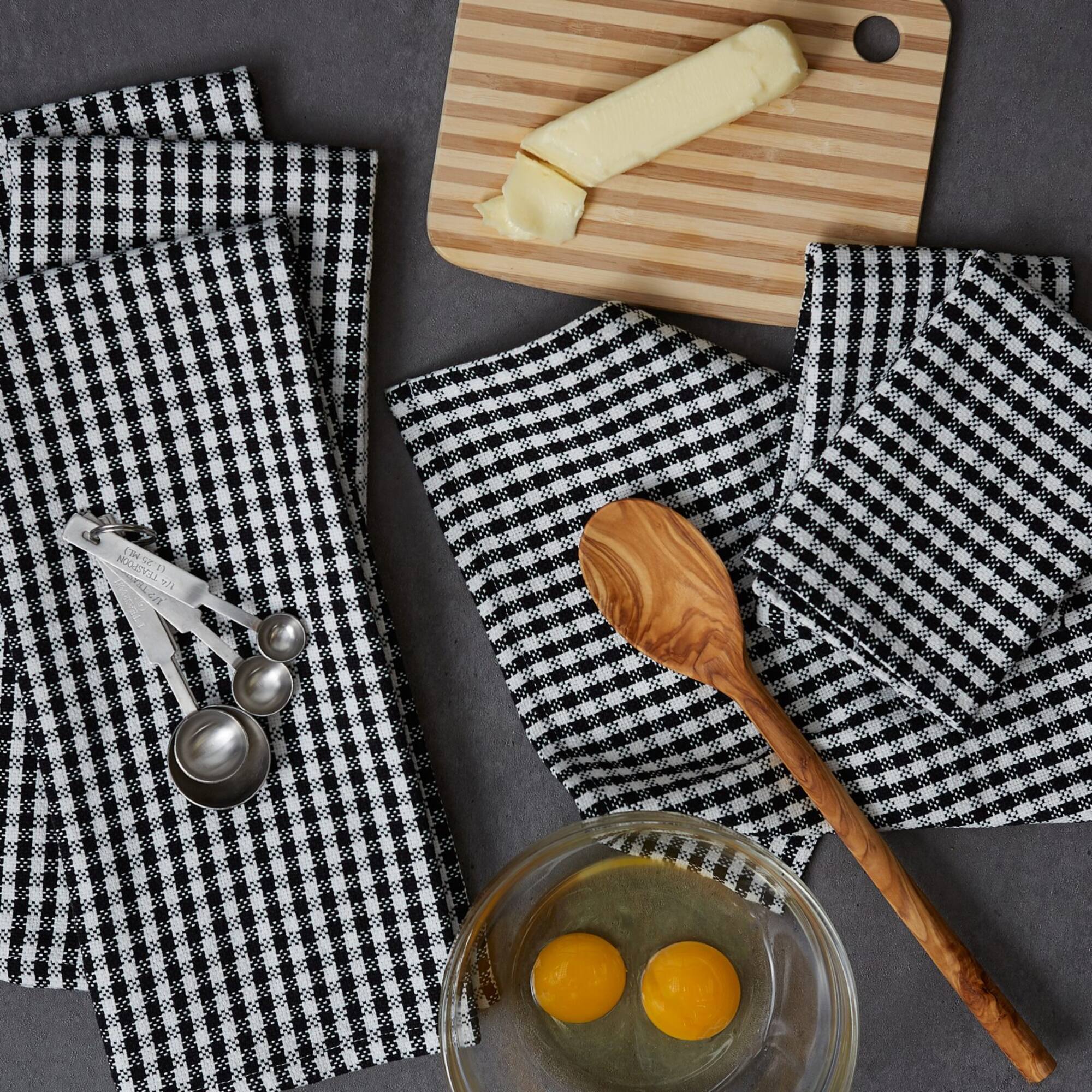 DII® Black Check Heavyweight Dishtowel & Dishcloth Set